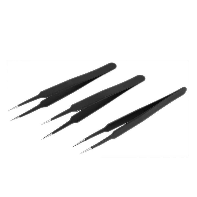 [Australia] - Utoolmart Anti-Static Stainless Steel Non-magnetic Straight Blunt Tip Tweezers, 122mm Overall Length, ESD-13 Tweezers, for Craft Jewelry Electronics, 3 Pcs 