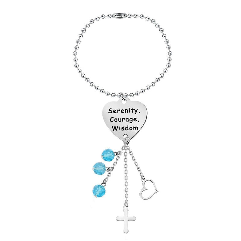 [Australia] - KUIYAI Serenity Courage Wisdom Car Charm with Dangle Charms Sobriety Heart Pendant for Rearview Mirror Serenity Charm 