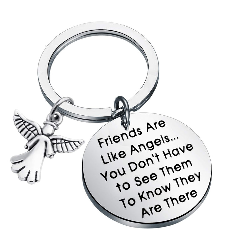 [Australia] - FEELMEM Friendship Keychain Friends are Like Angels You Don't Have to See Them to Know They are There Friend Jewelry Gift for BFF Sister silver 