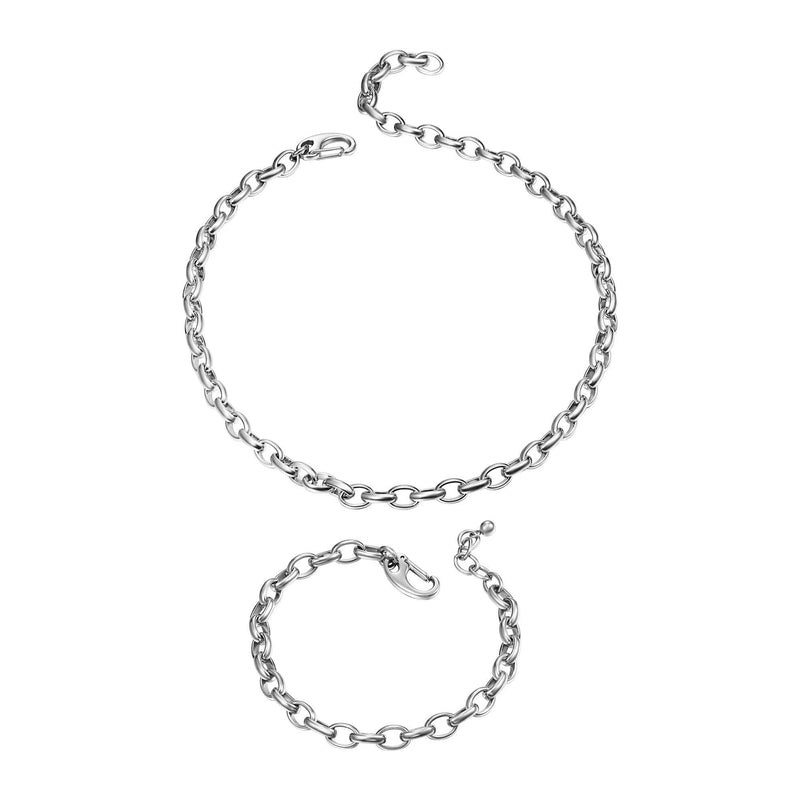 [Australia] - CHOMAY Link Chain Bracelet Choker Necklace Stainless Steel Jewelry for Women Girls Gift Bracelet Choker Set 