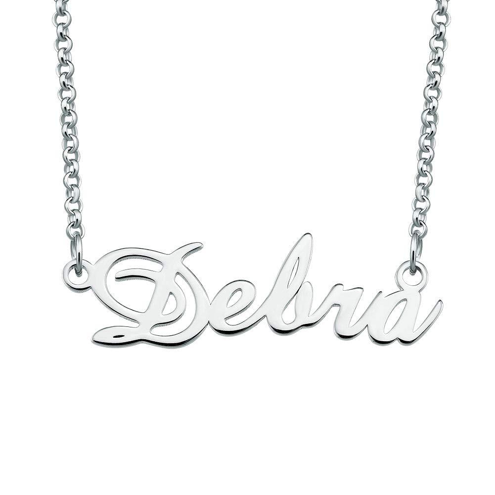 [Australia] - ShinyJewelry Sterling Silver Personalized Name Necklace Custom Made Pendant Gift for Women Girls Debra 