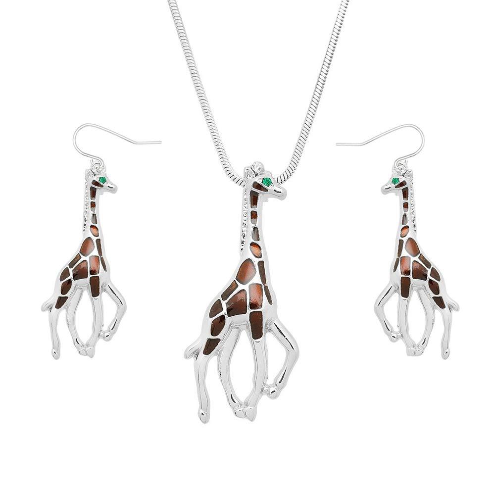 [Australia] - Lola Bella Gifts Giraffe Pendant Necklace and Earrings Set with Gift Box 