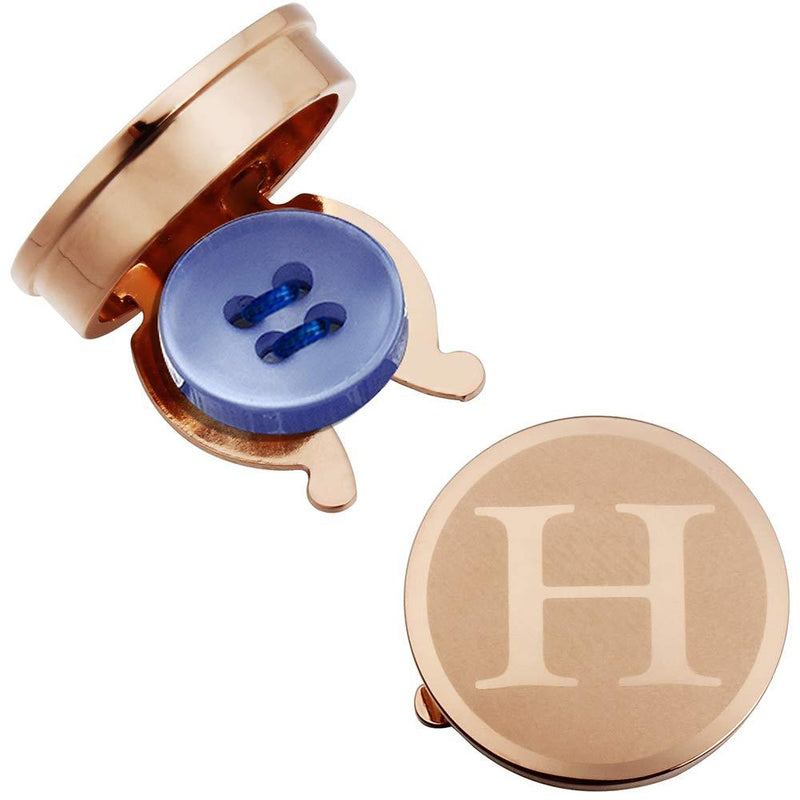 [Australia] - HAWSON Initial Button Cover Cufflinks for Men Letter Rose Gold Color Perfect for Formal Business Shirt Alphabet A-Z H 