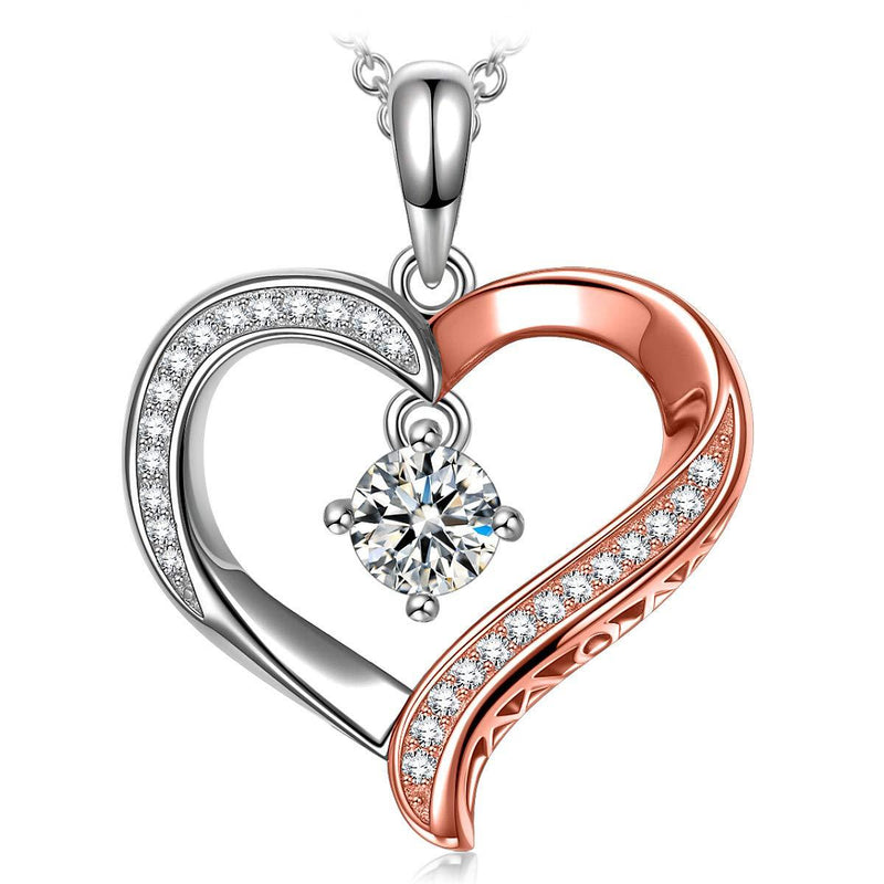 [Australia] - NINA MISS ✦Another Me in The World✦ Christmas Necklace Gifts for Women 925 Sterling Silver Rose Gold Plated Heart Hypoallergenic Jewelry Birthday Gifts for Her Silver Women Pendents Necklaces 