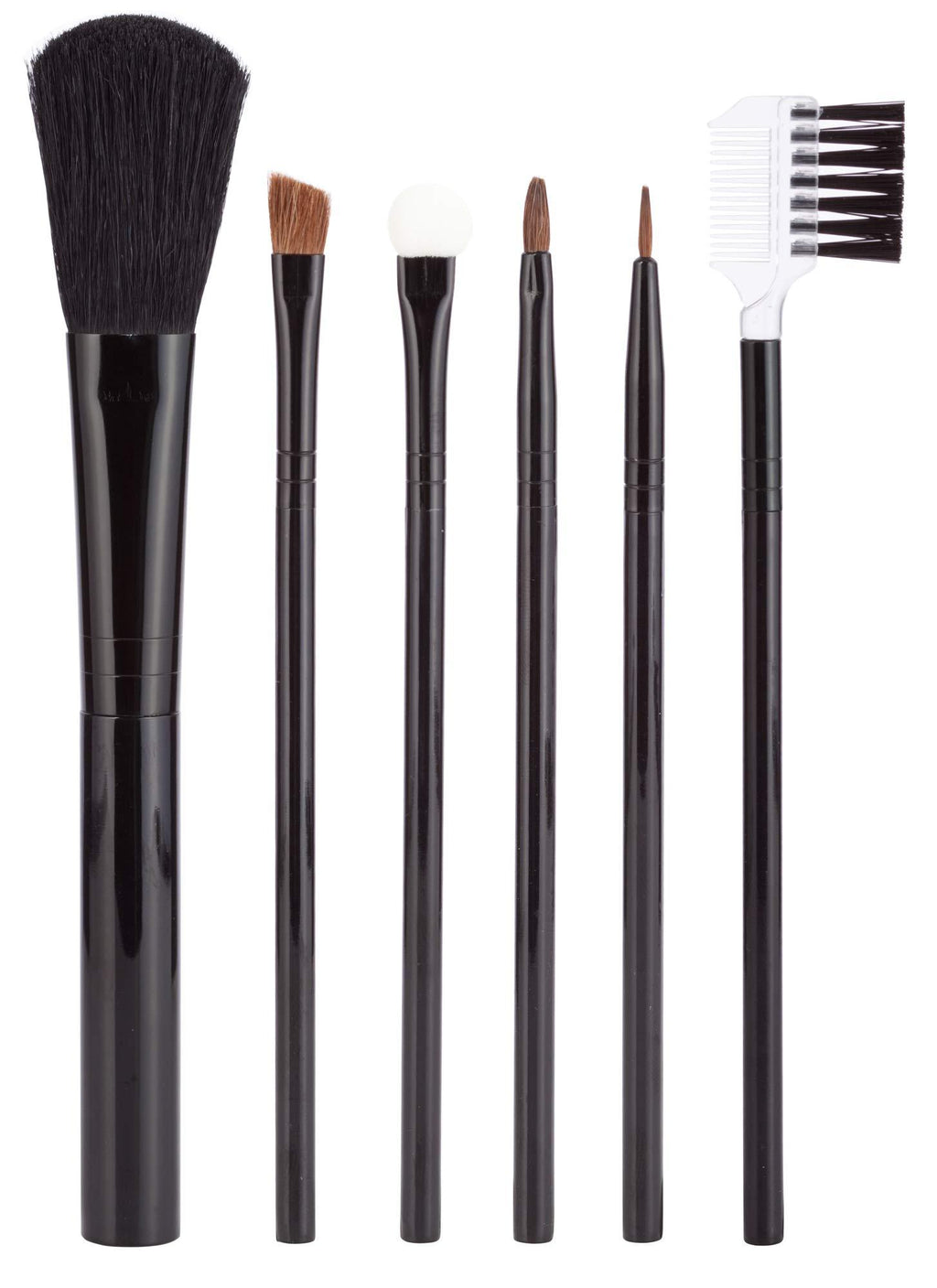 [Australia] - 6-Piece Cosmetic Makeup Brush Set and Travel Pouch, Includes Powder Brush, Eye Applicator, Lip Brush, Lash Comb, Eye Shadow Brush, and Eyeliner Brush 