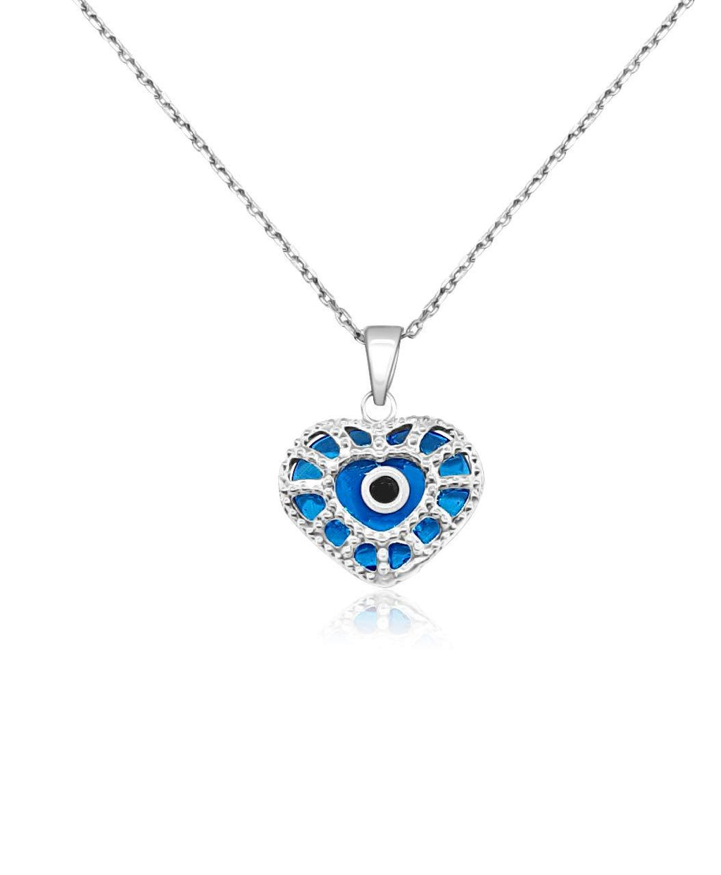 [Australia] - MYSTIC JEWELS By Dalia - 925 Sterling Silver Pendant with Glass Evil Eye and Adjustable Chain Necklace Heart 