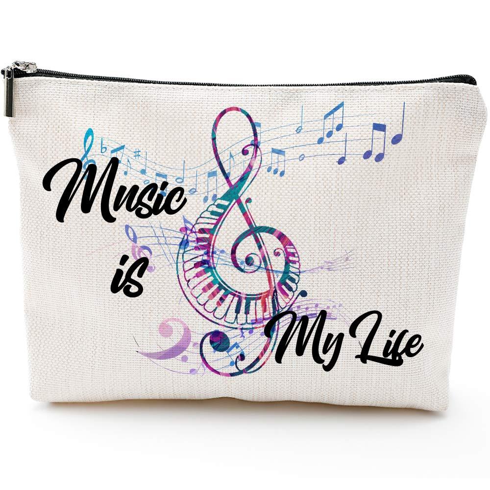 [Australia] - Blue Leaves Best Music Teacher Gift, Teacher Appreciation Gift, Teacher Makeup Bag, Teacher Pencil Pouch, Teacher Gifts For Women, Preschool,Elementary,Waterproof Cosmetic Bag, High School makeup bags 