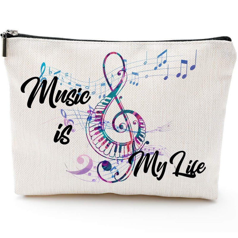 [Australia] - Blue Leaves Best Music Teacher Gift, Teacher Appreciation Gift, Teacher Makeup Bag, Teacher Pencil Pouch, Teacher Gifts For Women, Preschool,Elementary,Waterproof Cosmetic Bag, High School makeup bags 