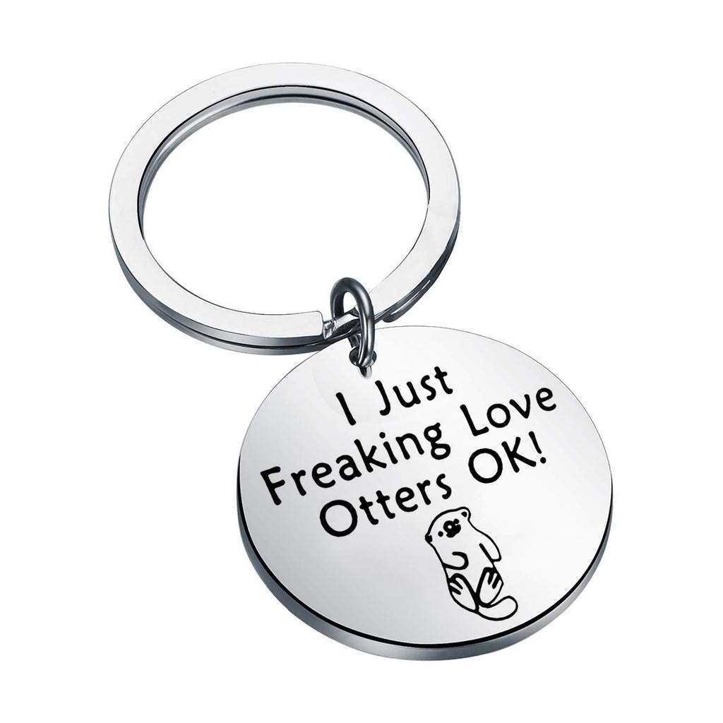 [Australia] - FEELMEM Otter Keychain Otter Lover Gift I Just Freaking Love Otters OK Funny Keychain Gift for Teacher Coworker Family Friends silver 