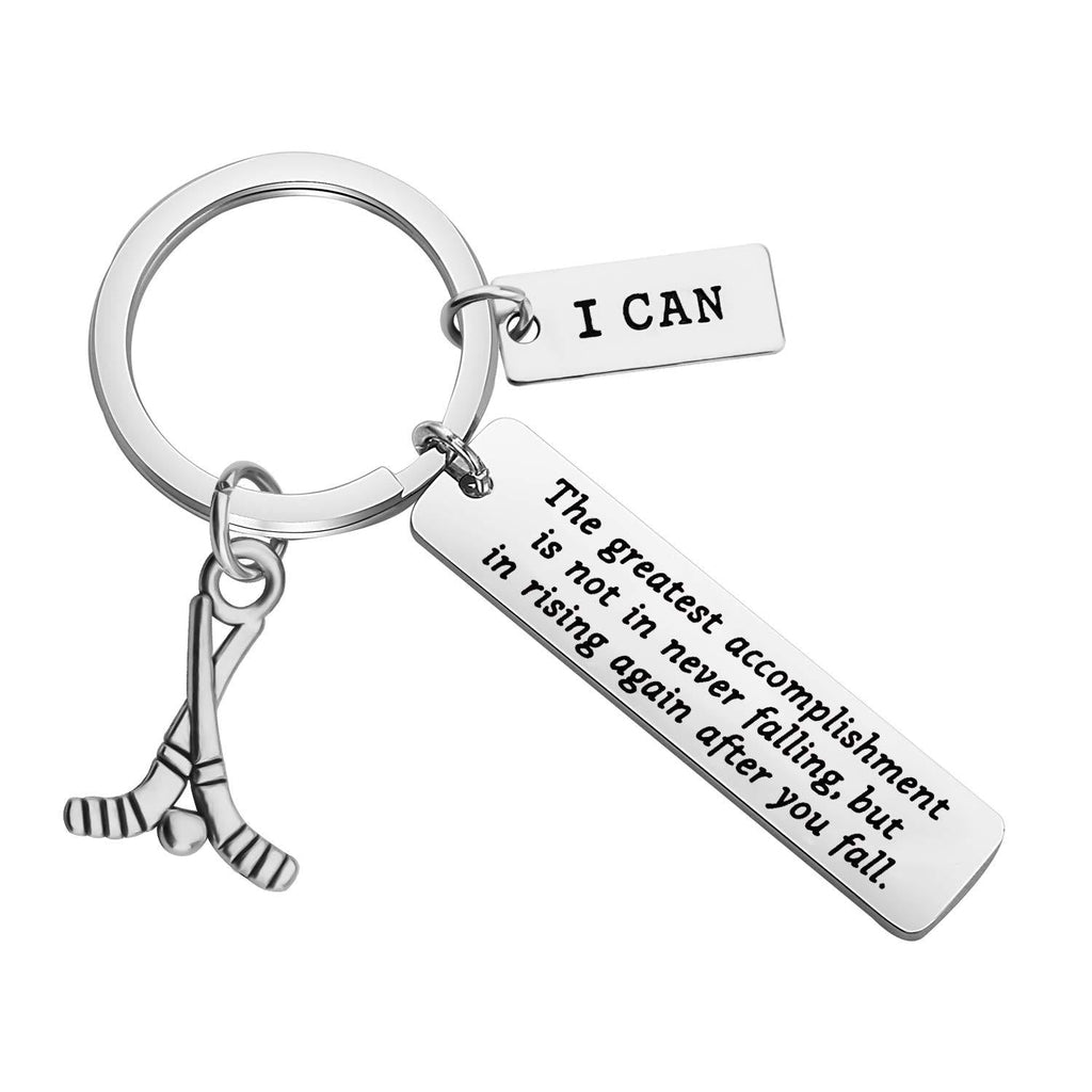 [Australia] - FUSTMW Hockey Gift Ice Hockey Charm Keychain Inspirational Hockey Team Gift Ice Hockey Players Gift for Hockey Moms & Coaches silver 