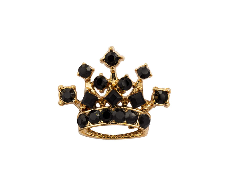 [Australia] - AN KINGPiiN Lapel Pin for Men Royal Crown Crystal Badge Brooch Suit Stud, Shirt Studs Men's Accessories (Gold-Black) 