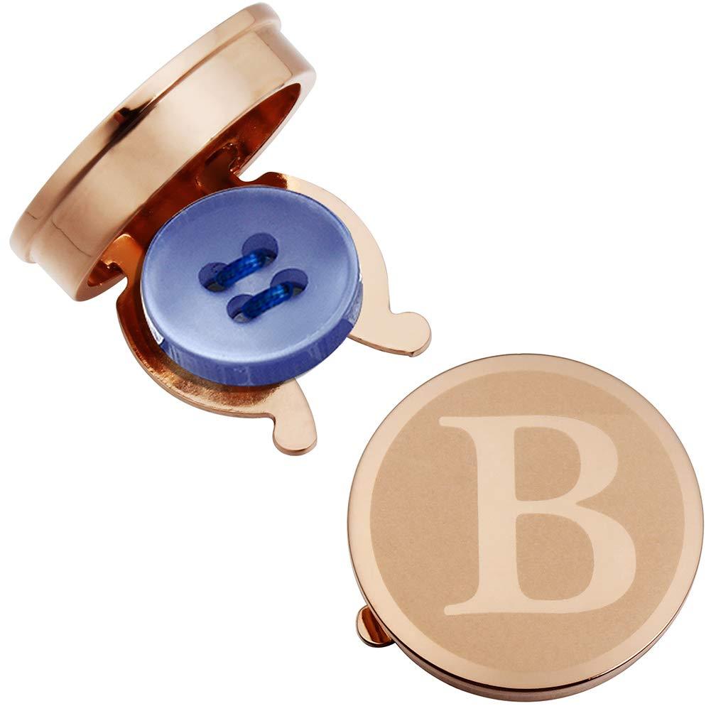 [Australia] - HAWSON Men's Letter Initial Button Cover Cufflinks Letter Rose Gold/Silver Suitable for Formal Business Shirt Letter A-Z Rose Gold Color - B 