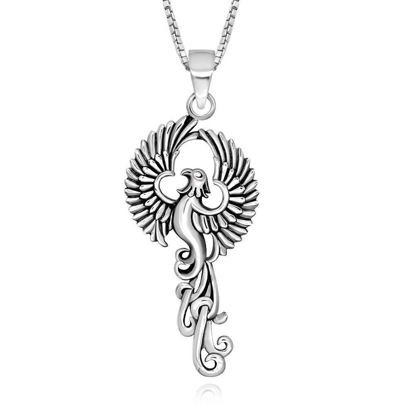 [Australia] - 925 Sterling Silver Rising Phoenix Bird Pendant Necklace, 18" 