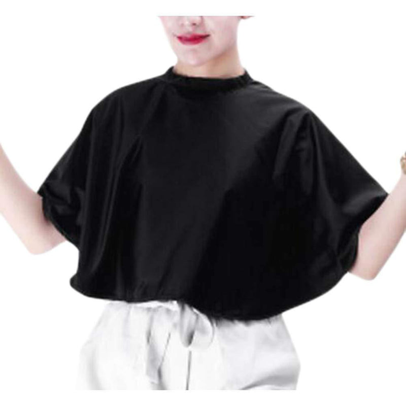 [Australia] - Women Makeup Apron Hair Salon Cape Barber Bib Hair Cutting Apron or Makeup Artist Special Makeup Comb-out Cape(Black) 