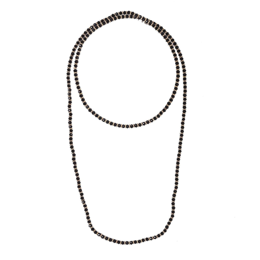 [Australia] - Spinningdaisy Sophisticated Multi Chain Layered Necklace Glass Bead Strand Black 