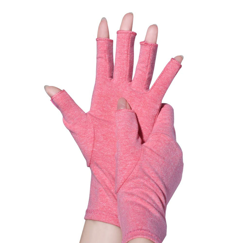 [Australia] - Arthritis Gloves,New Material, Compression for Arthritis Pain Relief Rheumatoid Osteoarthritis and Carpal Tunnel, Premium Compression & Fingerless Gloves (Pink, Large) 