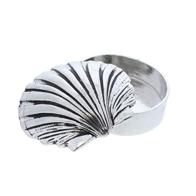 [Australia] - Li'Shay Small Silver Clam Shell Pewter Jewelry Box Safekeeping Tray - Silver 