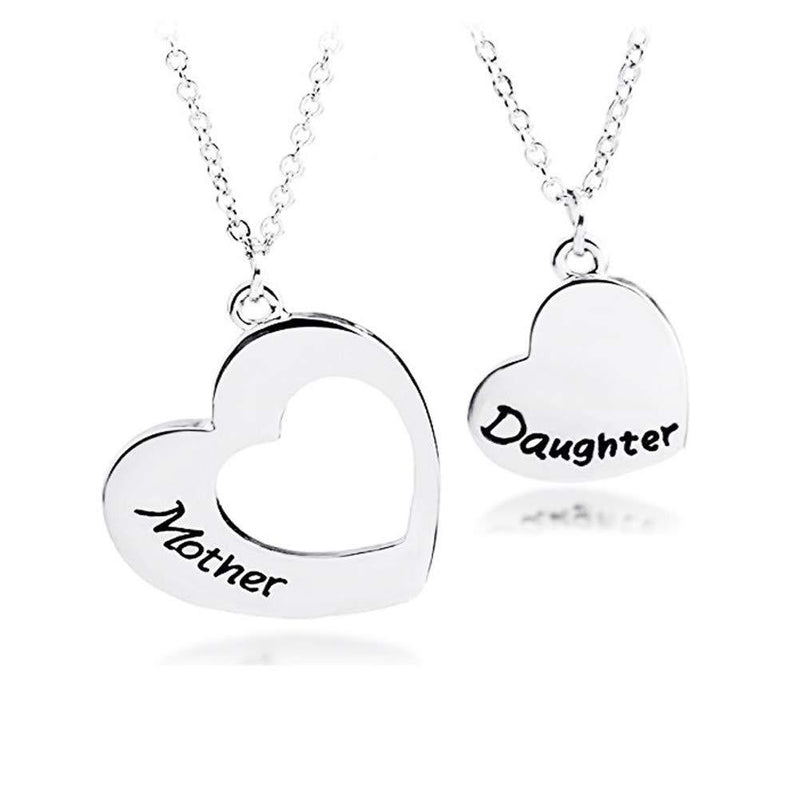 [Australia] - Gift for Daughter Mom Matching Heart Pendant Jewelry Mother Daughter Necklace Mothers Day Gifts for Mom Birthday Christmas Gifts Silver 