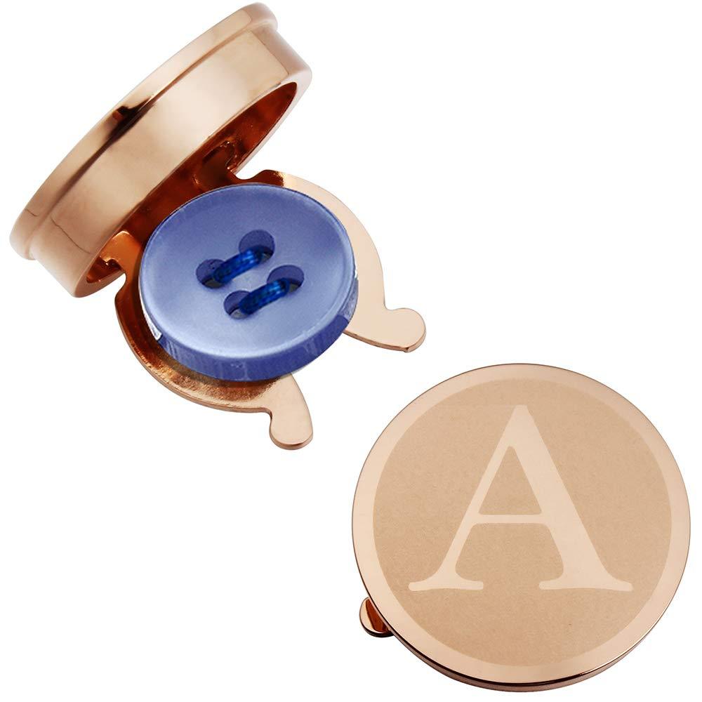 [Australia] - HAWSON Button Covers for Men - Silver Rose Gold Personalized Cufflinks for Men Button Cover Cufflinks for Wedding and Formal Event Accessories Alphabet Initials A-Z Rose Gold A 