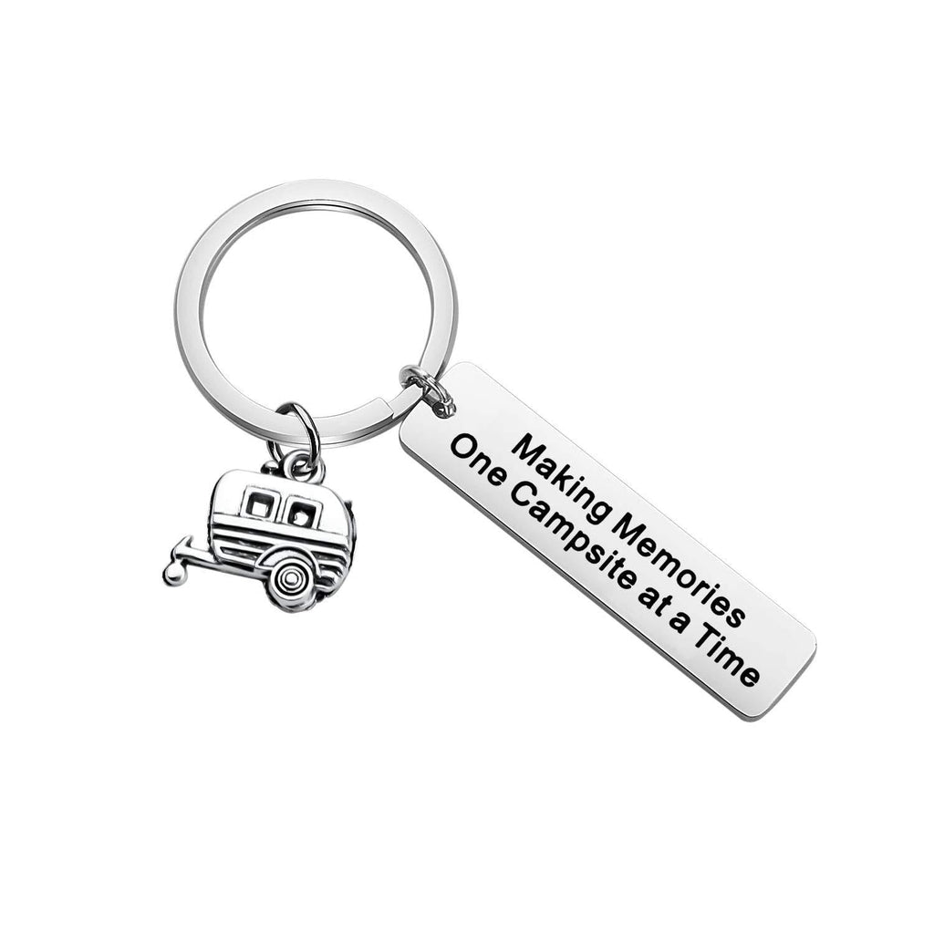 [Australia] - BAUNA Happy Camper RV Keychain Making Memories One Campsite at a Time Camping Lovers Gift Camping Trailer Key Ring for Vacation Travel Outdoors Mountains Camper Keychain 