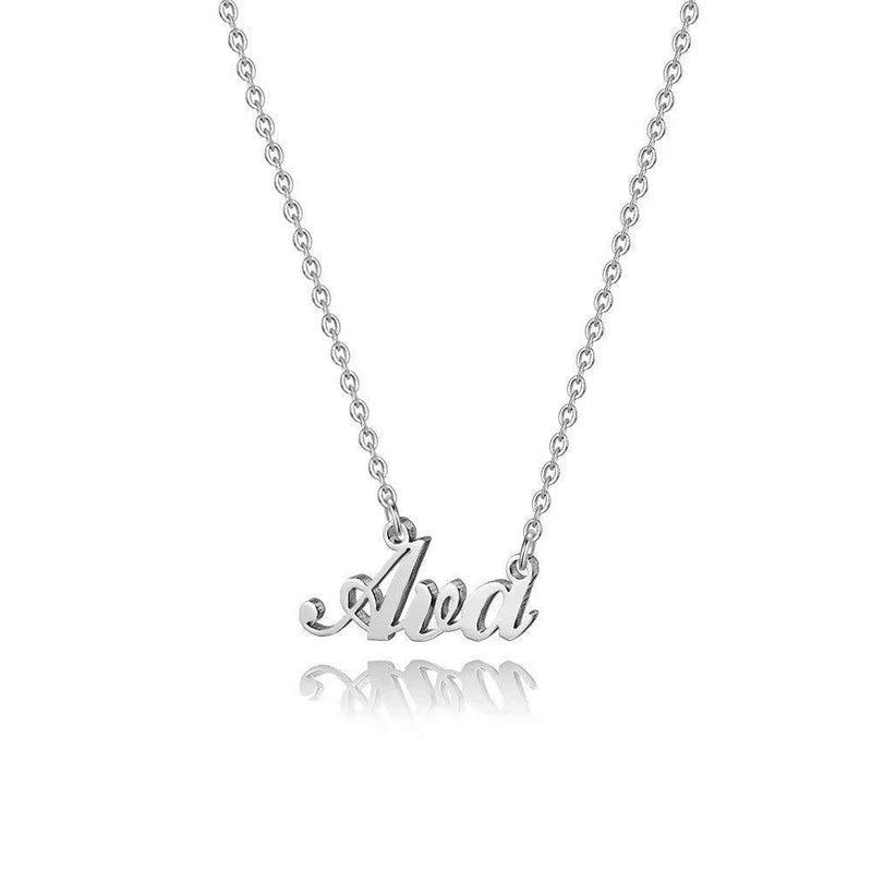 [Australia] - Hidepoo Custom Name Necklace Personalized – Stainless Steel Customized Name Pendant Necklace,Dainty Letter Name Necklace Chain Custom Personalized Jewelry Gifts for Women Girls Ava Silver 