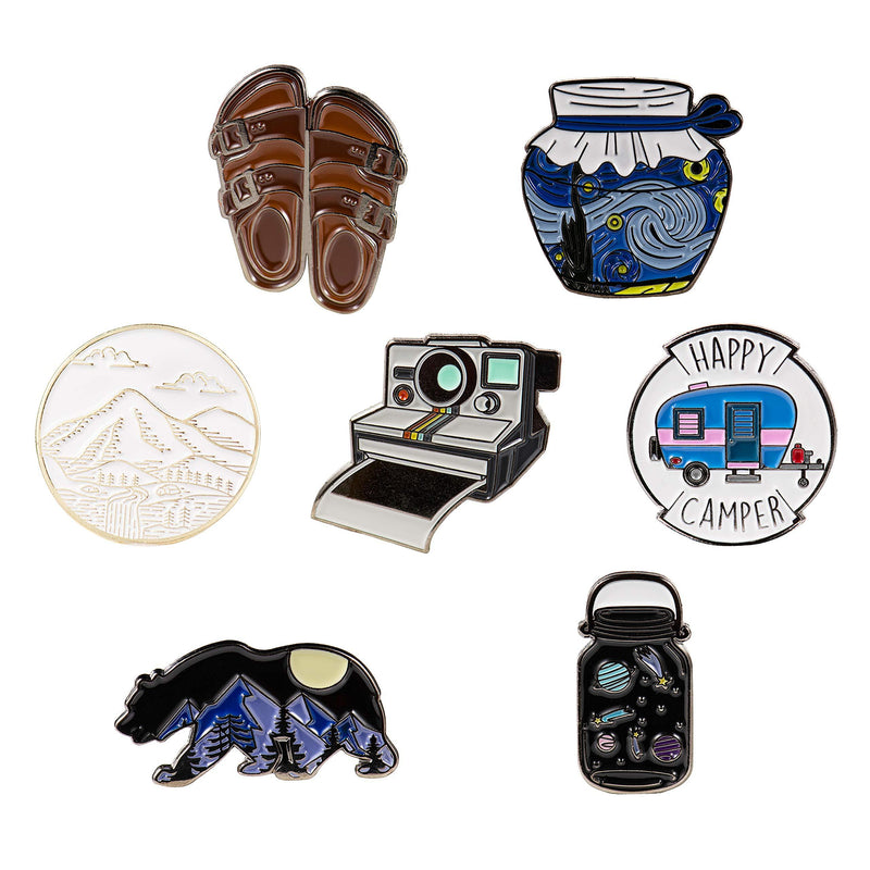 [Australia] - 7 Outdoors Enamel Pins For Backpacks - Enamel Pin Set | Pins for Jackets by The Carefree Bee (Set 2) 