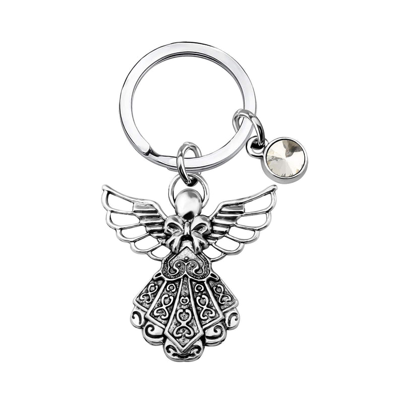 [Australia] - BNQL Guardian Angel Keychain with Birthstone Memorial Key Chain Personalised Gift April 