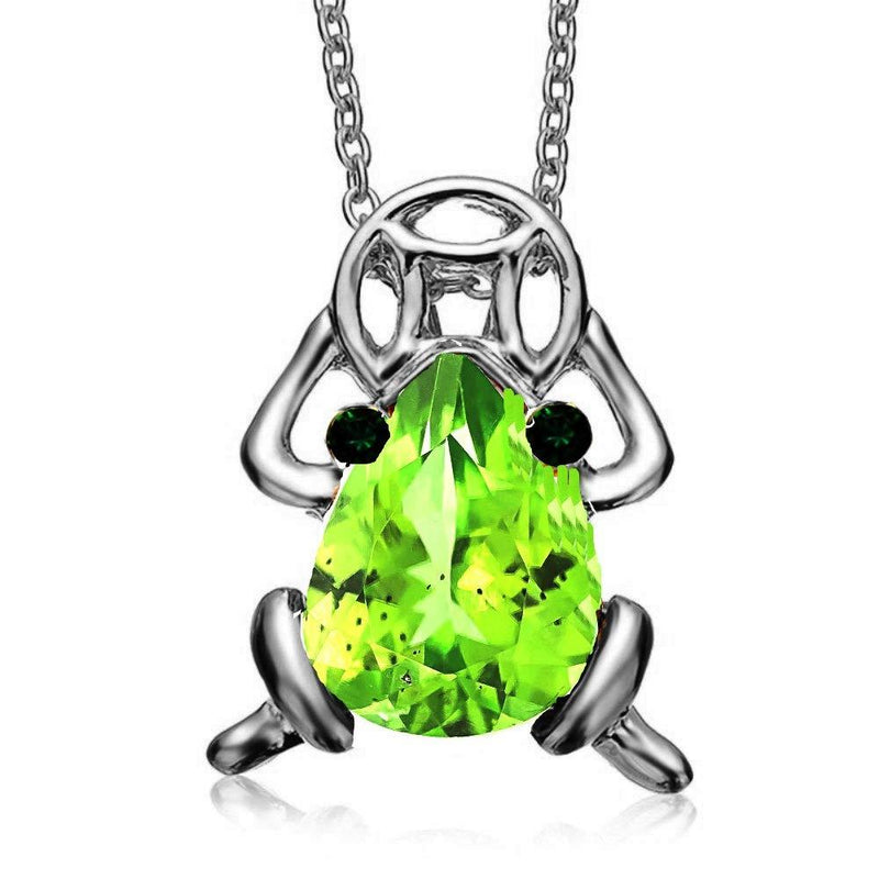 [Australia] - DianaL Boutique Beautiful Green Lucky Money Frog Toad with Coin Pendant Necklace 24" Stainless Steel Chain 