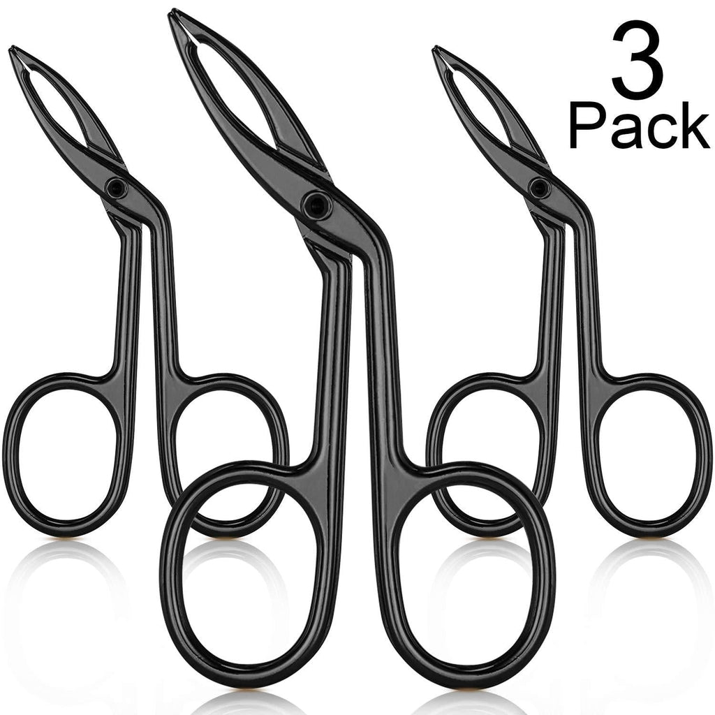 [Australia] - 3 Packs Eyebrow Tweezers, Scissors Shaped Eyebrow Straight Tip Tweezers Clip, Flat Tip Tweezers Hair Plucker, Straight Tip Hairgripping Eyebrow (Black Plated) Black Plated 