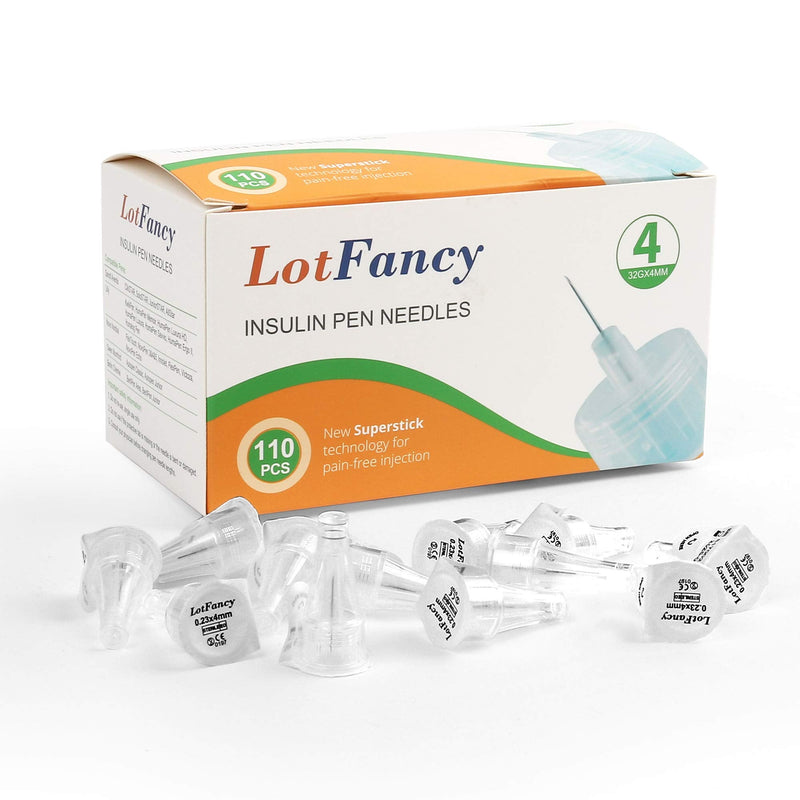 [Australia] - LotFancy Insulin Pen Needles, Pack of 110, 4mm x 32G (5/32”), Diabetic Pen Needles for Insulin Injections 