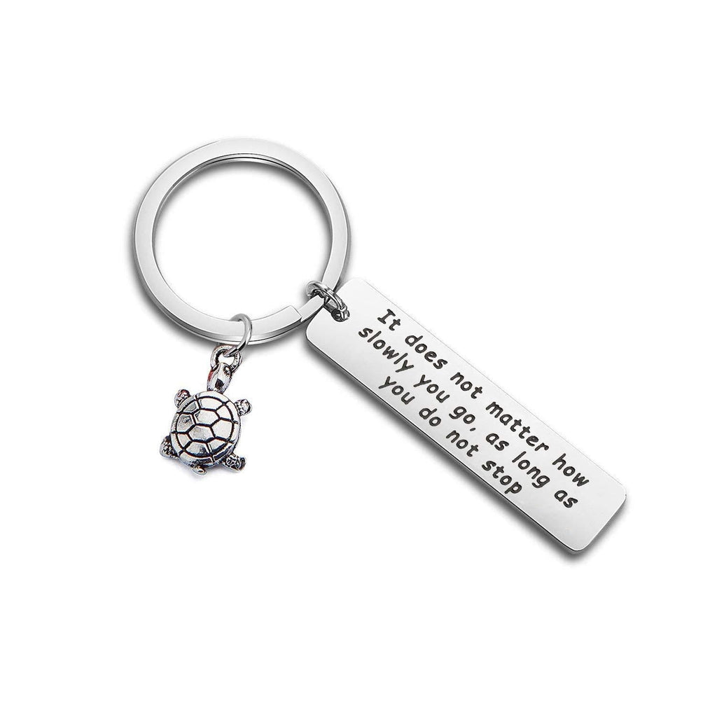 [Australia] - PLITI Turtle Charm Inspirational Keychain Gift It Does Not Matter How Slowly You Go As Long As You Do Not Stop Motivational Gifts for Women metal 