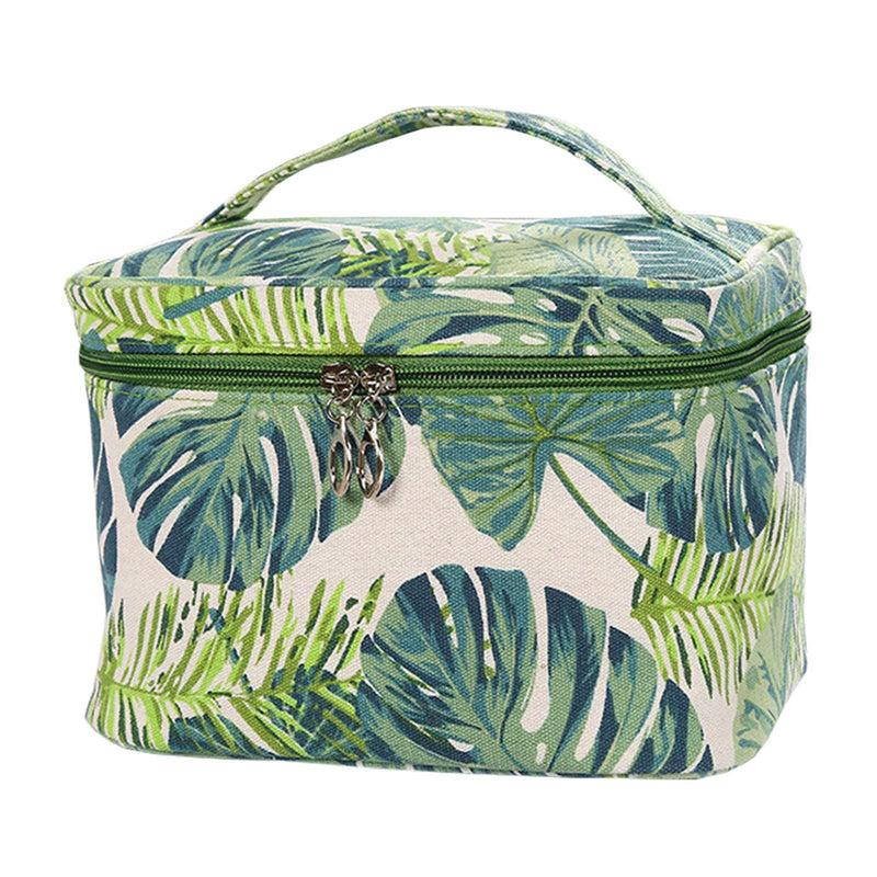 [Australia] - HOYOFO Large Makeup Bag Tropical Canvas Cosmetic Bags Travel Toiletries Storage Pouch Clutch Purse for Women, Green AL 