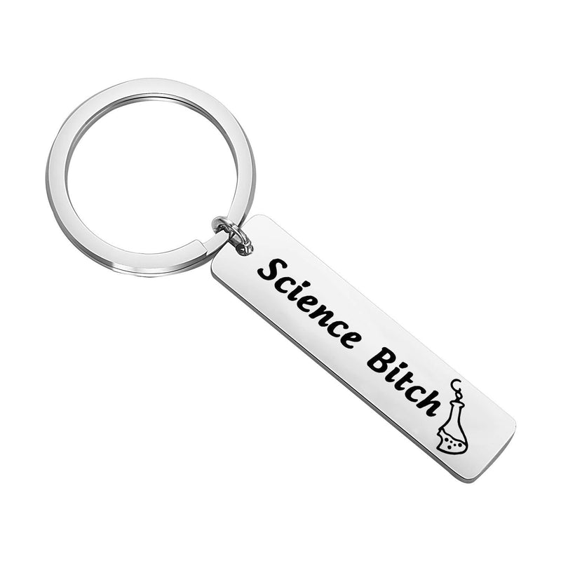 [Australia] - FEELMEM Chemist Gift Biology Chemistry Gift Science Bitch Funny Keychain Chemistry Science Jewelry Science Tech Jewelry Gift for Scientist Biology Student Science Lover silver 