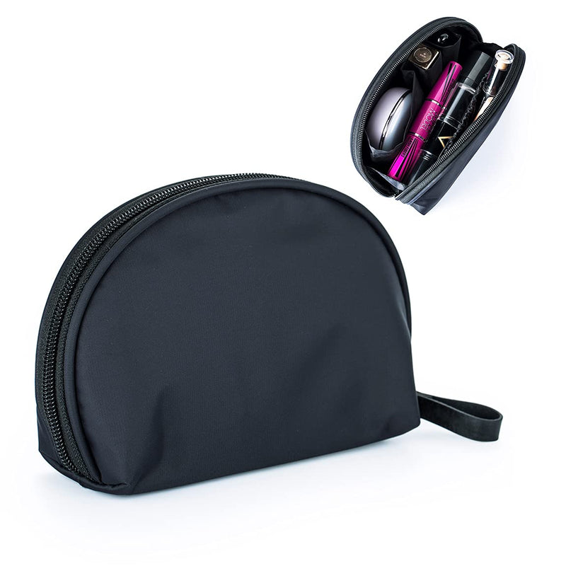 [Australia] - Hekyip Half Moon Cosmetic Bag, Travel Makeup Pouch, Portable Waterproof Cosmetic Pouch for Girls Women, Small (ALL BLACK) ALL BLACK 