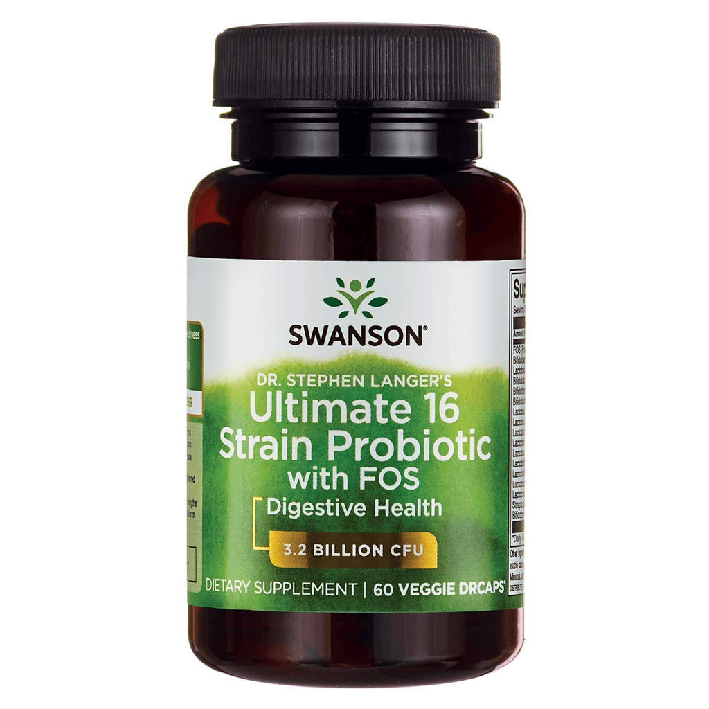 [Australia] - Swanson Dr. Stephen Langer's Formula - Natural Probiotic w/Prebiotic FOS - 16-Strain Supplement Promoting Digestive Support w/ 3.2 Billion CFU per Capsule - (60 Veggie Capsules) 