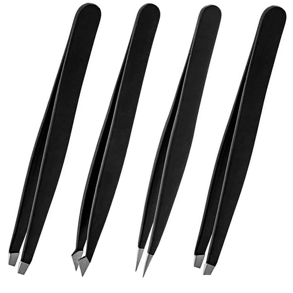 [Australia] - Eyebrow Tweezers, for Ingrown Hair Eyebrow Tweezer Set for Men Women Great Precision Eyebrows (Black) Black 