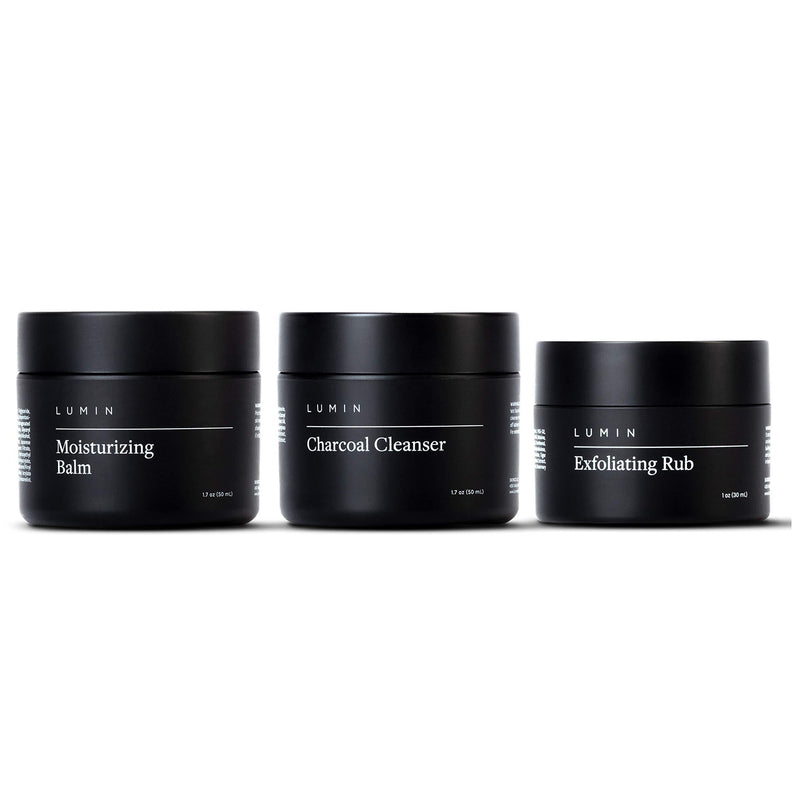 [Australia] - The Classic Maintenance Collection for Men (Oily Skin): Cleanse, Hydrate, and Renew Skin - Includes Moisturizing Balm, Exfoliating Rub, and Charcoal Cleanser - Achieve Your Best Look with Lumin 1-Pack 