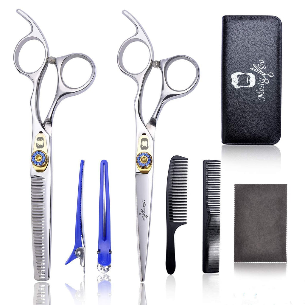 [Australia] - Hair Cutting Scissors Set,MASTER GO Professional Stainless Steel Hair Thinning/Texturizing Cutting Scissors Set, Hairdressing Shears Kit for Barber/Salon/Home, 8 PCS 8PCS Shears Set 