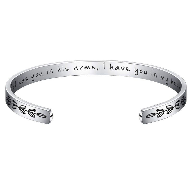 [Australia] - Yiyang Hand Stamped Bracelet Cuff Bangle for Women Wake Up Kick Ass Repeat Stainless Steel Feminist Jewelry God has you in his arms i have you in my heart 
