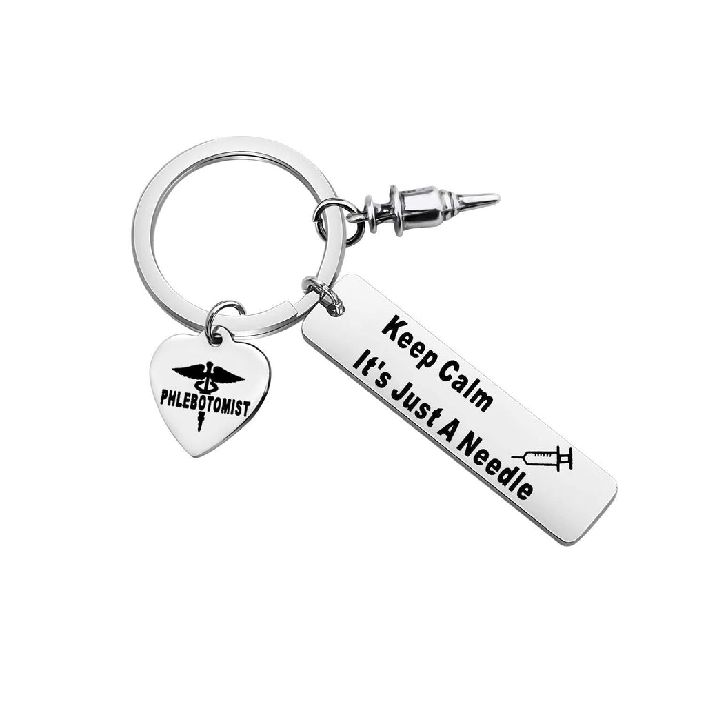 [Australia] - MYOSPARK Phlebotomist Gift Keep Calm It's Just A Needle Phlebotomy Keychain Medical Lab tech Gift for Phlebotomist Nurse Students Phlebotomist keychain 