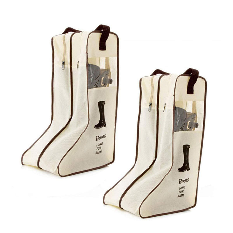 [Australia] - Portable Tall Boots Storage Bags|2 Packs Dust-proof Tall Boot Carry Bag for Travel and Daily Use Beige 
