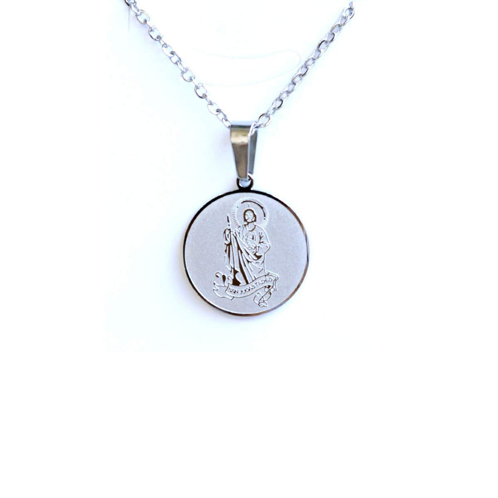 [Australia] - AA Saint Jude Thaddeus Catholic Stainless Steel Pendant with Chain (SSPJ15MDCH-S) Silver 