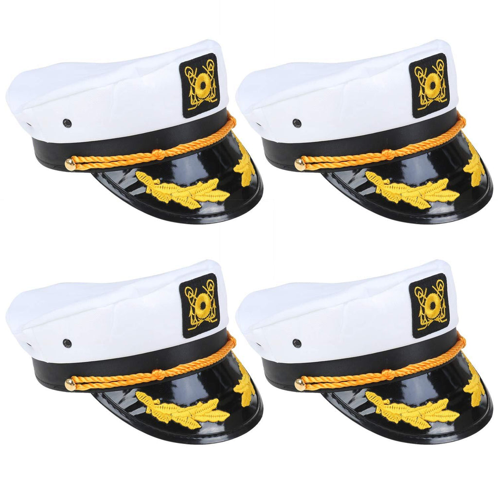 [Australia] - 4 Pack Captain Hats Adjustable White Yacht Navy Sailor Hats Family Cruise Accessory for Men Women and Kids Style1 