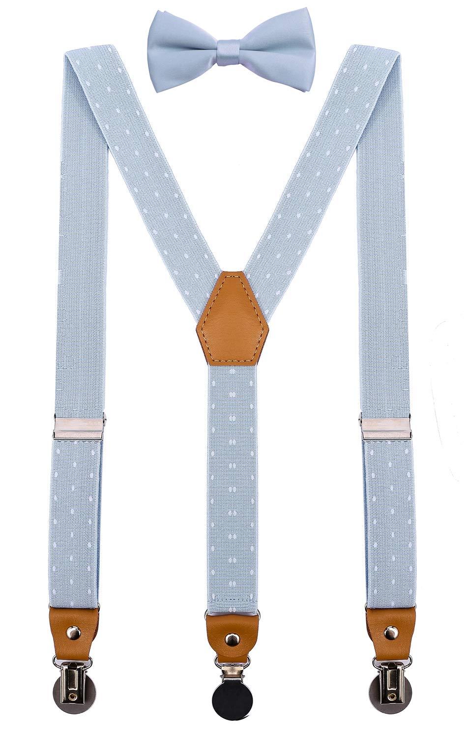 [Australia] - CEAJOO Men Boys Suspenders and Bow Tie Set Adjustable with Round Metal Clips S: 24" (6 month-3 yrs) 1_ Blue White Polka Dot 
