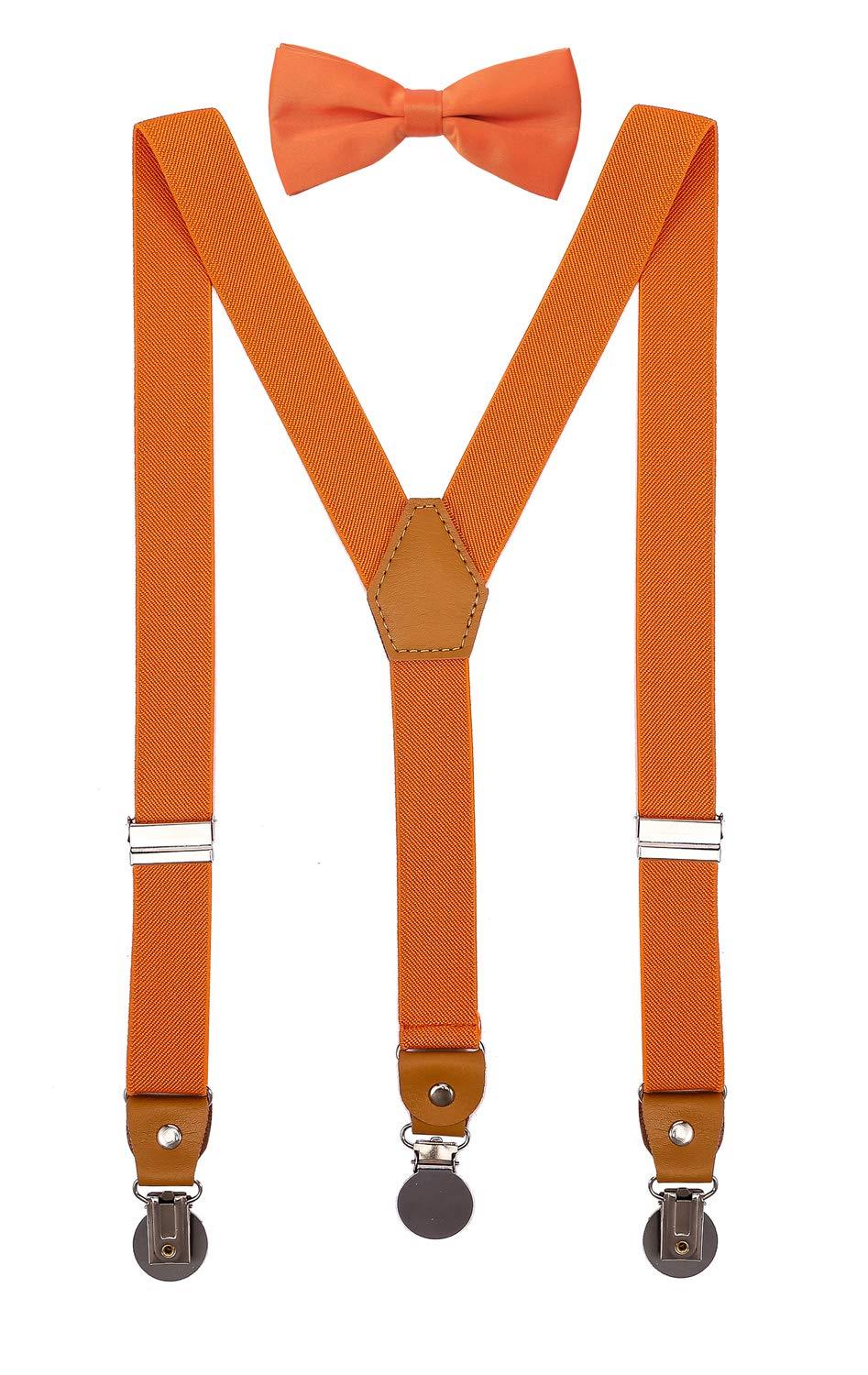[Australia] - CEAJOO Men Boys Suspenders and Bow Tie Set Adjustable with Round Metal Clips XL: 48" (youth & adults) 1_ Orange 