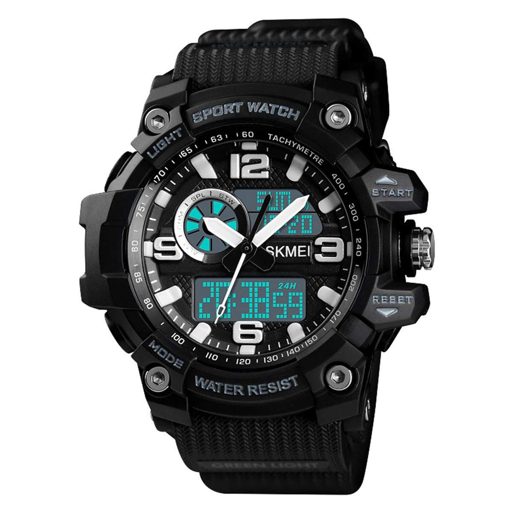 [Australia] - Mens Analog Digital LED 50M Waterproof Outdoor Sport Watch Military Multifunction Casual Dual Display 12H/24H Stopwatch Calendar Wrist Watch Small Black 