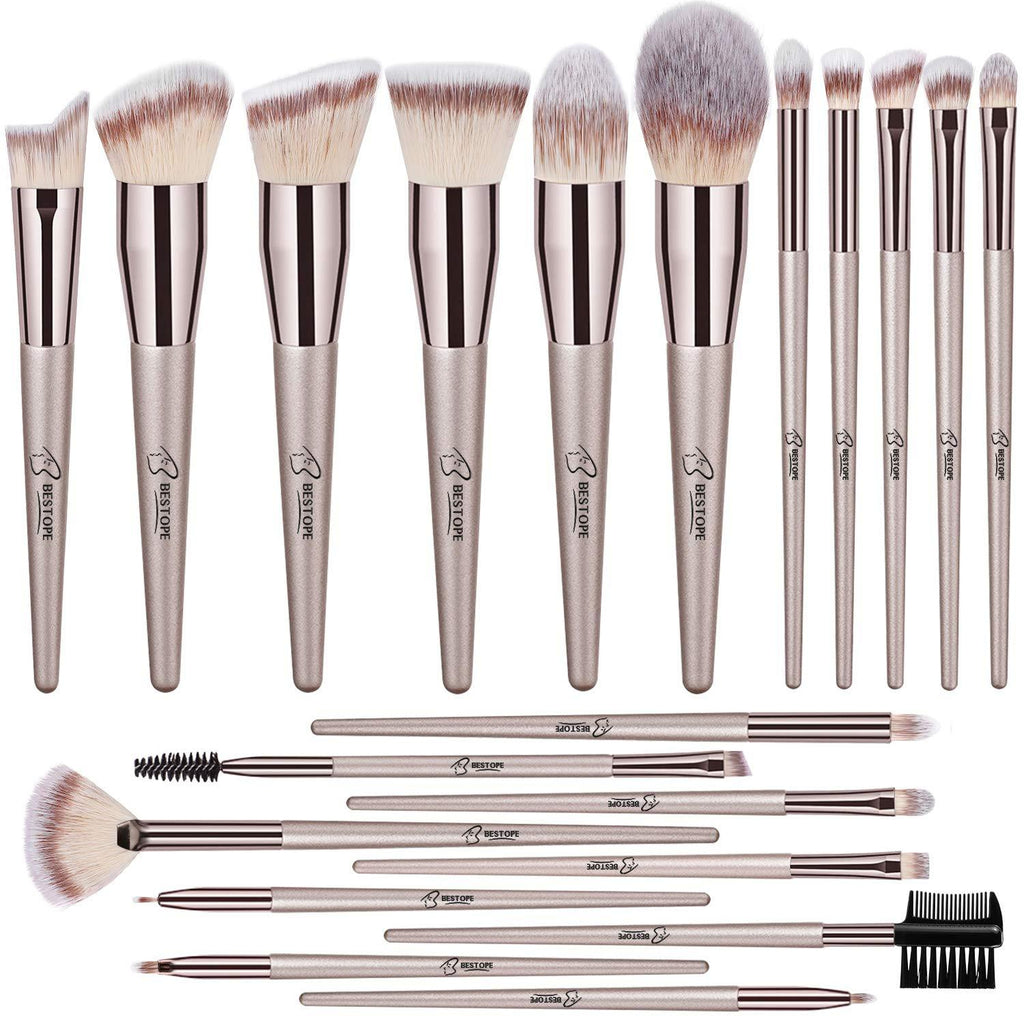 [Australia] - BESTOPE Makeup Brushes 20 PCs Makeup Brush Set Premium Synthetic Contour Concealers Foundation Powder Eye Shadows Makeup Brushes with Champagne Gold Conical Handle 