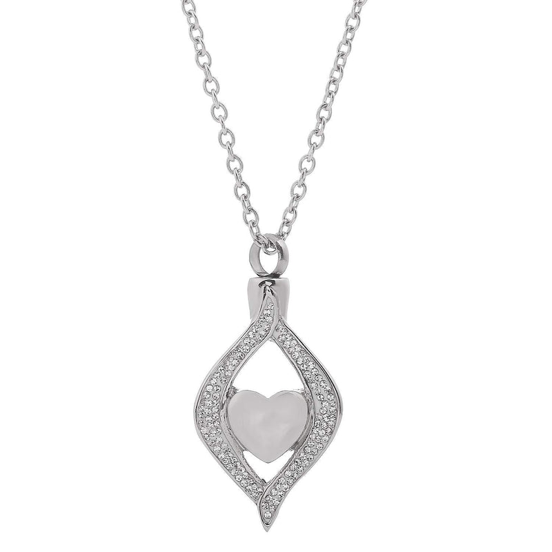 [Australia] - Crystal Teardrop Heart Cremation Urn Pendant Memorial Necklace Stainless Steel Ashes Holder Keepsake Jewelry 