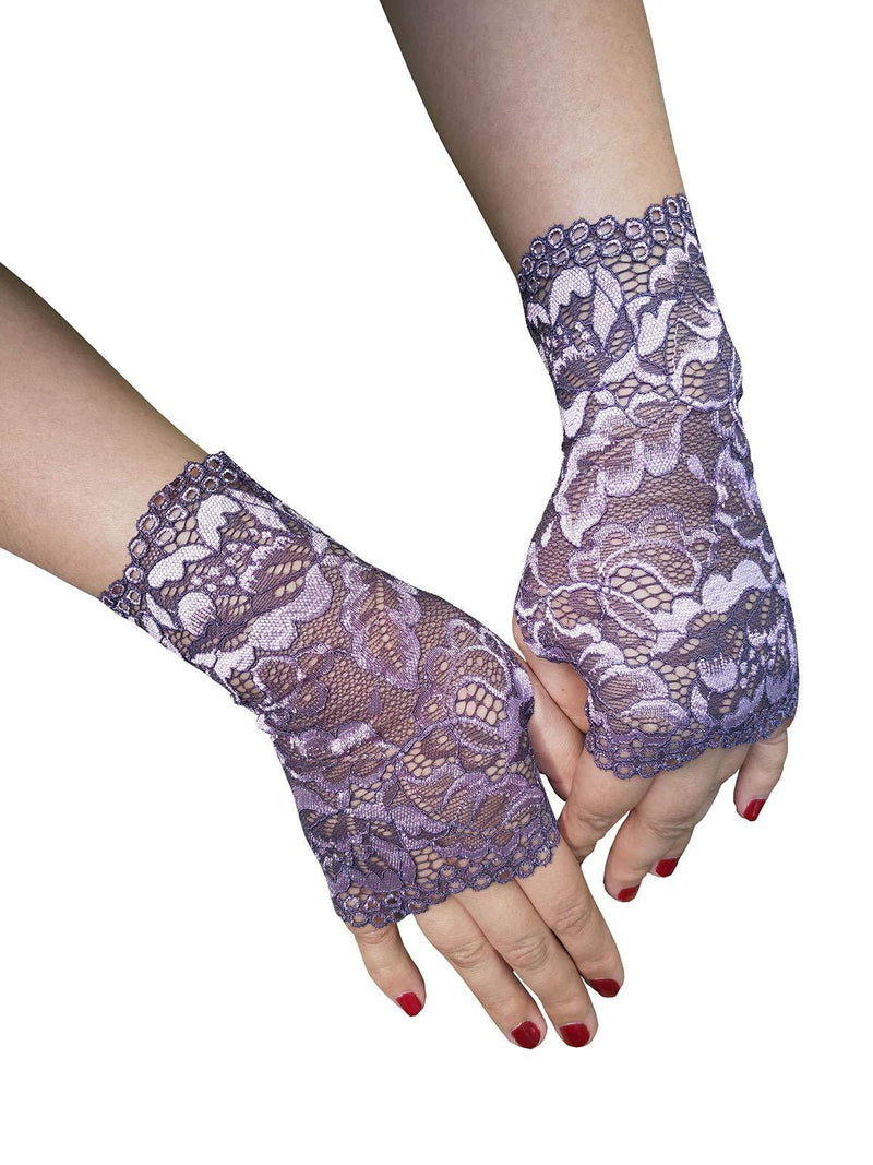 [Australia] - Women Lace Glove Fingerless Party Gloves S62 Purple 
