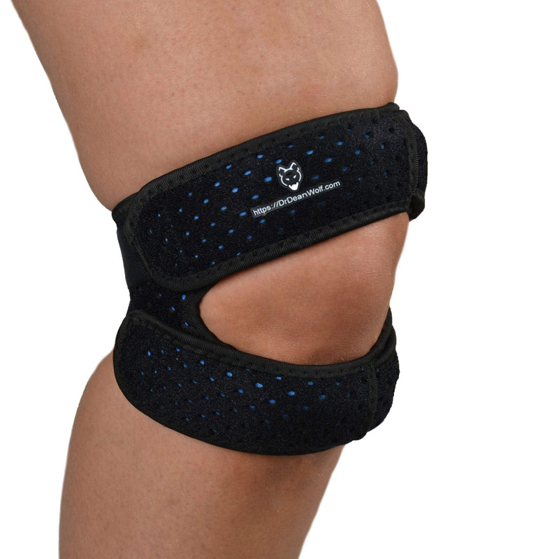 [Australia] - Dr. Wolf Dual Knee Strap For Patellar Tendon Support – Pain Relief Band For Jumper’s Knee, Basketball, Running, Tendonitis, Patellofemoral, Chondromalacia Patellae - Adjustable Neoprene Brace 